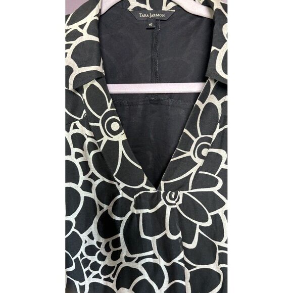 Tara Jarmon Floral Print Mini Dress Women’s Size US 8 EU 40 Cotton Blend Black - Picture 7 of 12